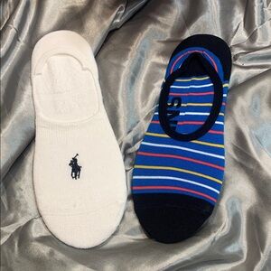 🌹 New Polo by Ralph Lauren & Vans Men’s No-Show Socks - White & Blue Stripes